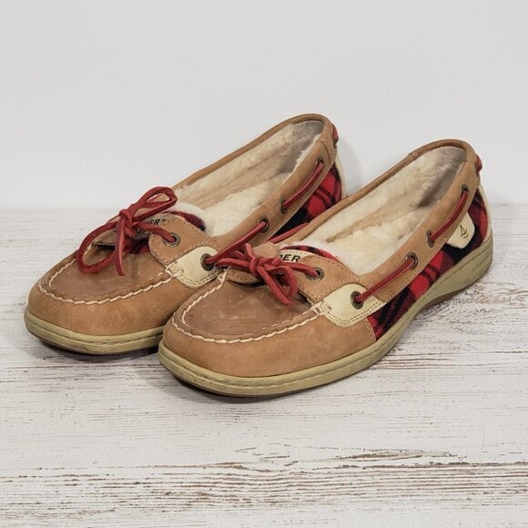 Sperry  Top-Sider  Red Plaid & Leather Loafers  Women's Size 9M - Picture 2 of 6